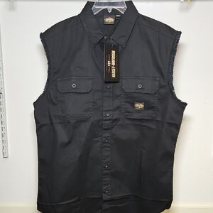 Harley-Davidson 120 Years | Black Sleeveless Button Down Shirt | L